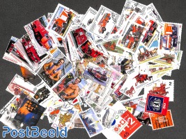Lot with 100+ used stamps (not all official) on topic Fire fighters