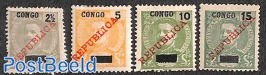 Congo, REPUBLICA overprints 4v