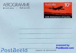Aerogramme 10c, 50th anniversary of Qantas
