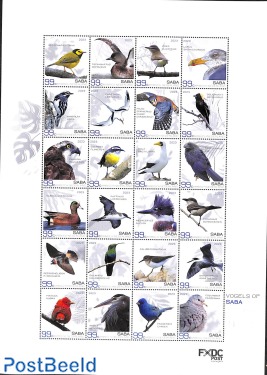 Birds, Saba m/s, personal stamps