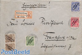 Registered letter from KEETMANSHOOP to Frankfurt/Oder, lack seal removed, envelope folded
