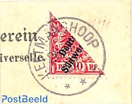 Suedwestafrika, divided stamp on piece of card, KEETMANSHOOP