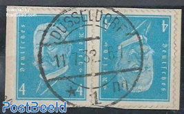 Presidents, 4Pf tete-beche pair, used on piece of letter
