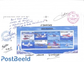 Sea planes, original design sheets with remarks