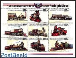 Rudolf Diesel, trains, locomotives, overprint