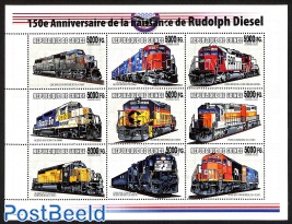 Rudolf Diesel, trains, locomotives, overprint