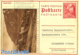 Ill. Postcard 20Rp, Dorf Eschen, sent to Vienna but no Postmark