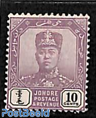 Johore, 10c, WM Single rose, stamp out of set