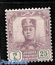 Johore, 25c, WM Single rose, stamp out of set