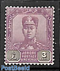 Johore, 3c, WM Multiple rose, stamp out of set