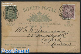 Reply Paid postcard, uprated from Funchal to London