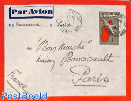Airmail cover 4,50, sent to Paris