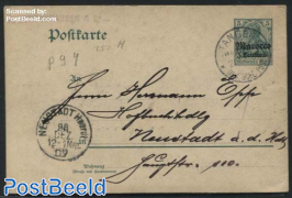 German Post, Postcard without WM, 5 Centimos on 5pf