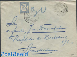 Envelope from Java to Amsterdam, via Bandoeng. Postage due 30c