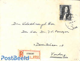 NVPH No. 421 on registered letter from Utrecht to Voorburg, brown spots