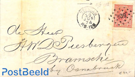 folding memorandum from Veendam to Bramsche, both postmarks added 