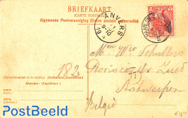 Postcard to Antwerpen from Railway Haarlem-Zandvoort