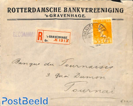 Registered cover from Utrecht to Tilburg. AANGETEKEND postmark. 
