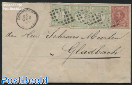 Letter from Dordrecht to Gladbach with mixed postage