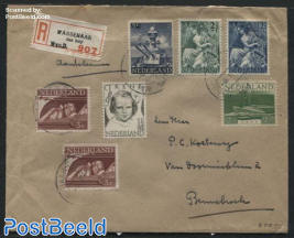 Registered letter from Wassenaar to Bennebroek with NVPH 450+453+454+429+430