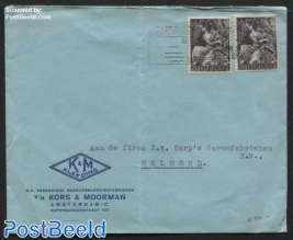 Letter with 2x NVPH No. 451 from Amsterdam to Helmond