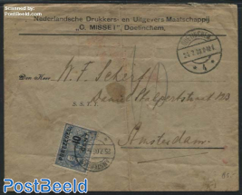 10c Michiel de Ruyter postage due stamp on letter