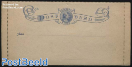 Card letter (Postblad) 5c ultramarin, Wilhelmina