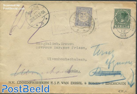 Envelope to Eindhoven, postage due 2.5 cent