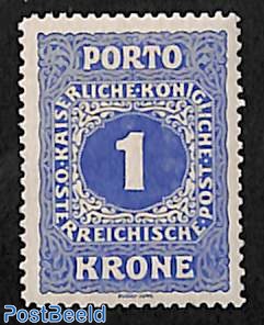 1Kr, postage due, perf. 12.5, Stamp out of set