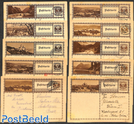 Lot with 10 used illustrated postcards