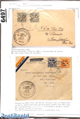 2 Flight Covers Suriname, Do.X., page of an exhibition collection
