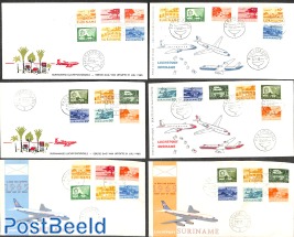 Airmail set 3x on different FDC covers