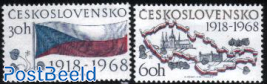 Czechoslowakia 50th anniversary 2v