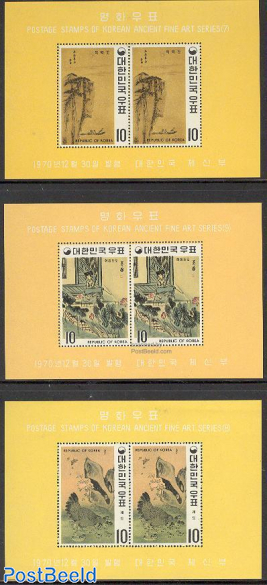 Yi-Dynasty paintings 3 s/s perforated