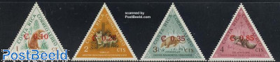 Animals, overprints 4v
