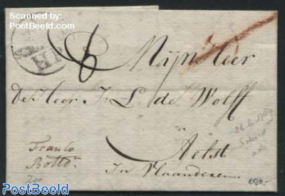 Folding letter from Schiedam (HP SCHIEDAM) to Aelst