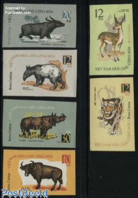 Wild animals 6v, imperforated