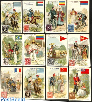 12 album cards, post in diff. countries