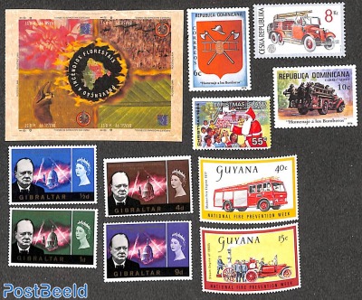 Smal lot unused stamps Fire fighters