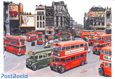 Buses at Piccadilly 1949
