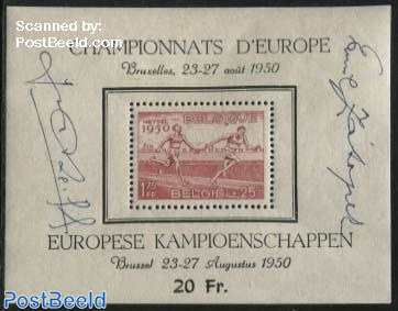 European Athletics s/s, with printed signatures on border