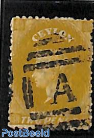 2dd, Olive yellow, WM Crown-CC, used
