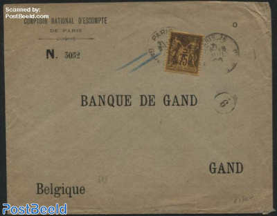 Letter from Paris to Gand with 75c stamp