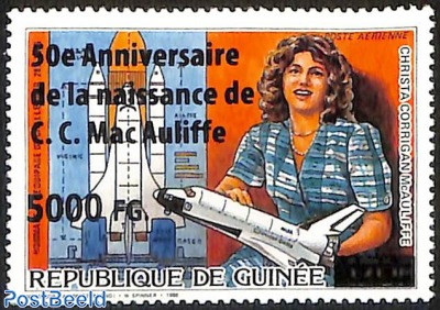 C.C.Mac Auliffe, spaceshuttle, overprint