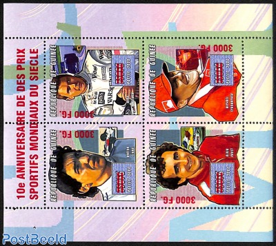 block of 4 stamps, 10th anniversary of the World Sports Awards of the Century, overprint