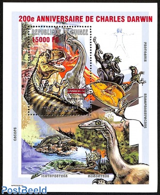 charles darwin, prehistoric animals, overprint