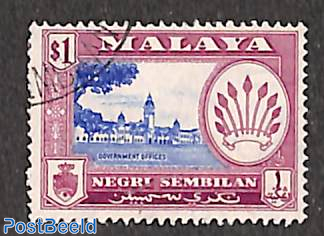 Negri Sembilan, $1, stamp out of set
