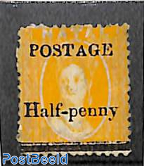 Half-penny overprint on 1d yellow
