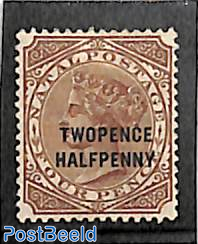 TWOPENCE HALFPENNY on 4d, Stamp out of set