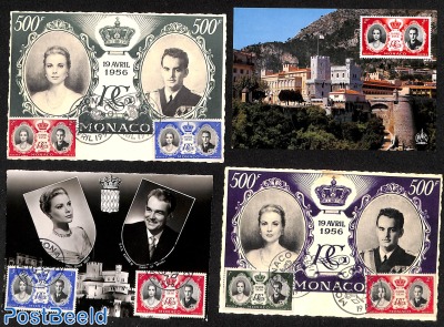 7 cards with stamps on front, Prince & Princess of Monaco